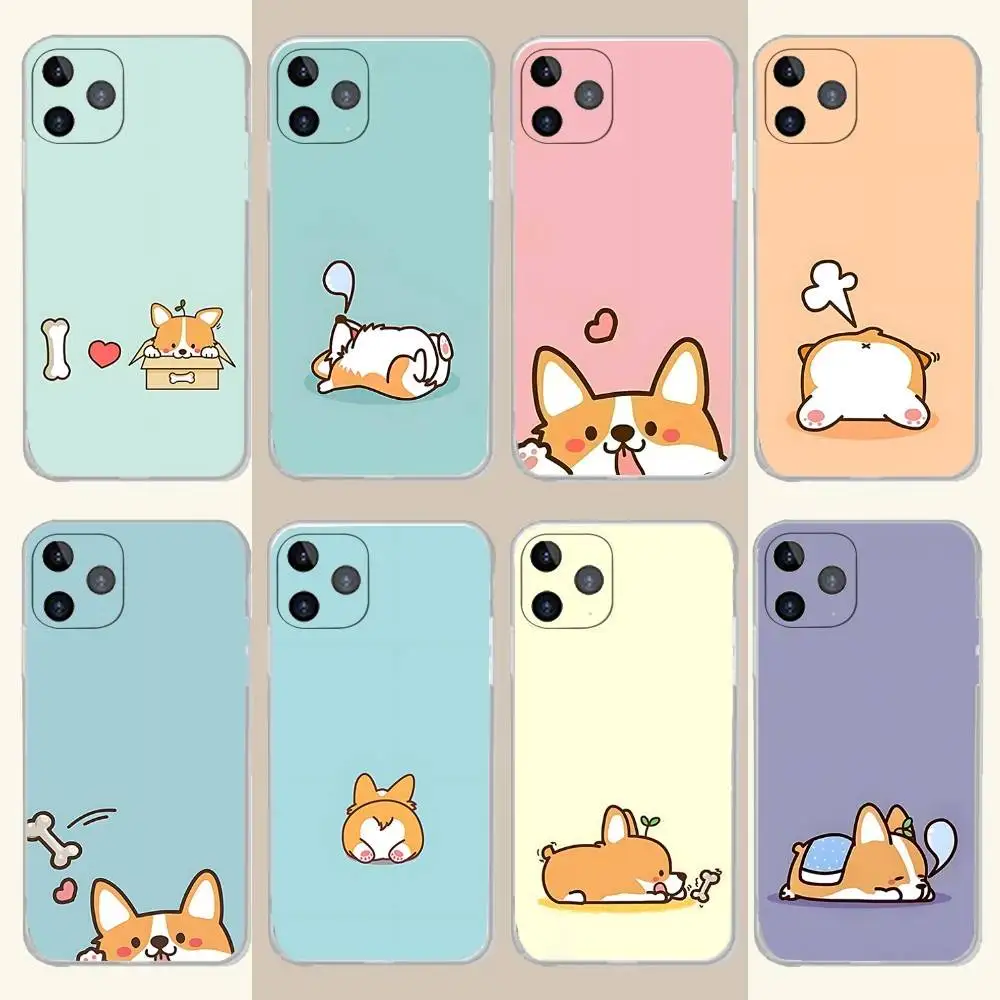 

Cute Koki Corgi Dog Phone Case For iPhone 17,16,15,14,13,12,11 Pro,Max,Plus,X,XS,XR,SE4,E Mini Transparent Soft Cover