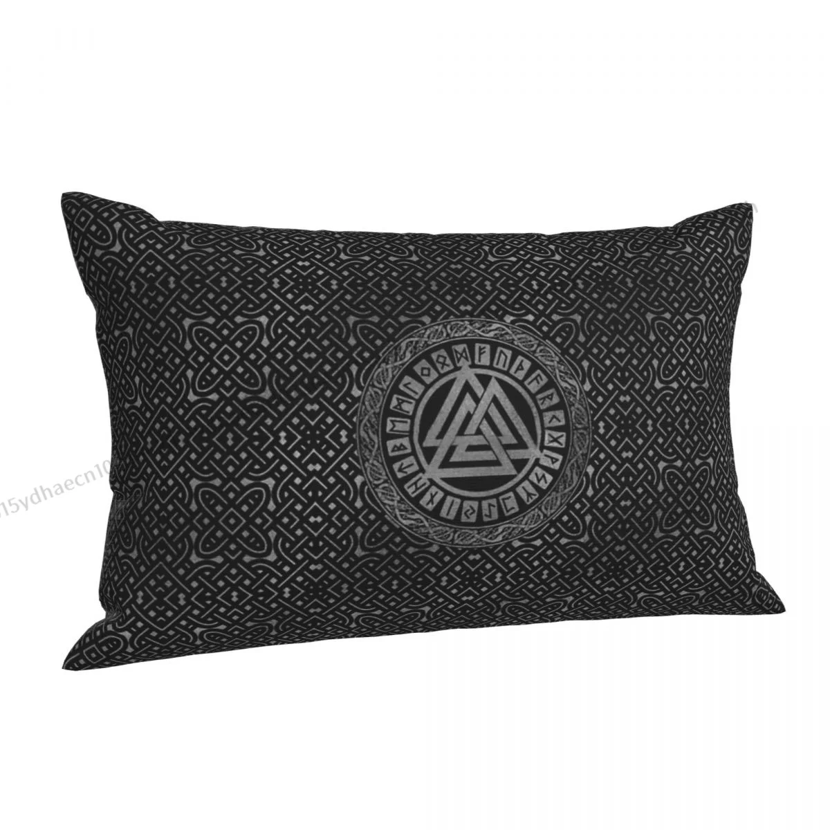 Viking Silver Metallic Valknut Symbol On Celtic Pattern Pillow Case Cushion Covers Home Sofa Chair Decorative Backpack Covers