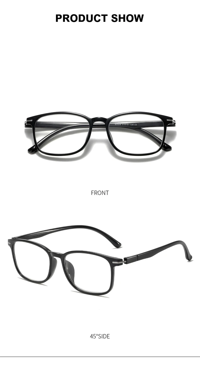 0 -0.5 -1.0 To -6.0 Women Men Square Myopia Glasses Finished Comfortable TR90 Student Prescription Glasses With Cylinder