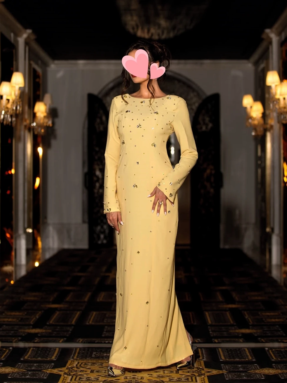 

Other Shore Elegant Vintage Sweet Yellow Crystal Simple New Customized Formal Occasion Prom Dress Evening Party Gowns