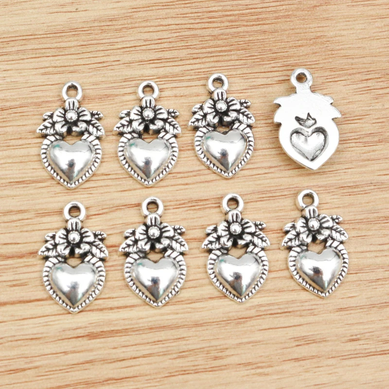 20pcs 18x11mm Antique Silver Plated and Bronze Plated Heart Handmade Charms Pendant:DIY for bracelet necklace