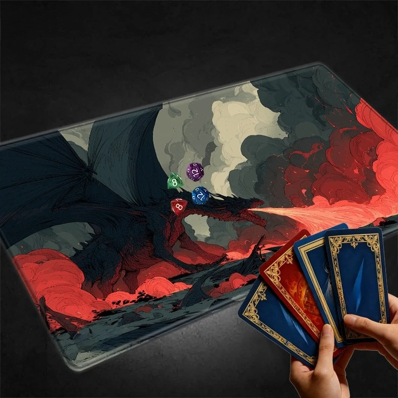 Giant dark black game board, nonslip and sturdy game mouse pad, suitable for TCG RPG and CCG games as well as desktop decoration