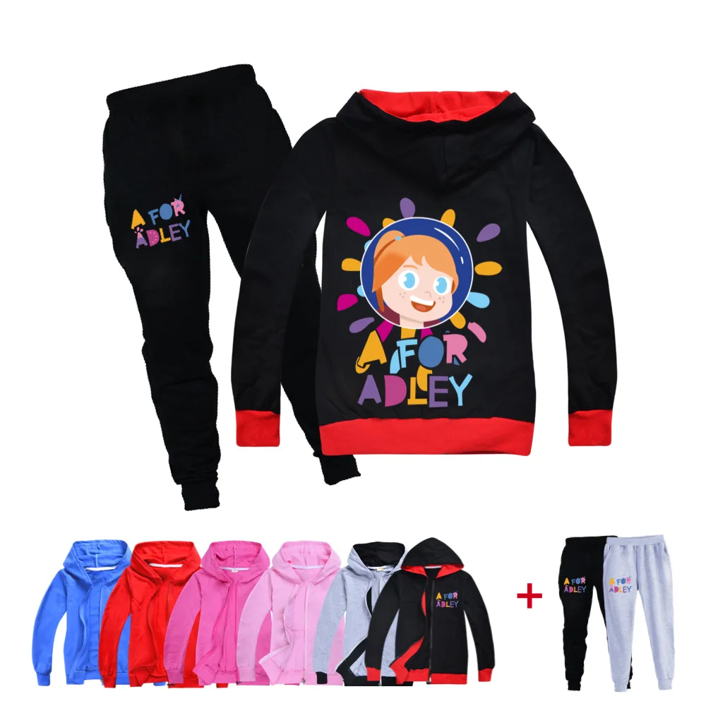 

New Cartoon A for Adley Clothes Kids Hoody Zipper Jackets Jogging Pants 2pcs Set Baby Boys Clothing Sets Toddler Girls Outfits