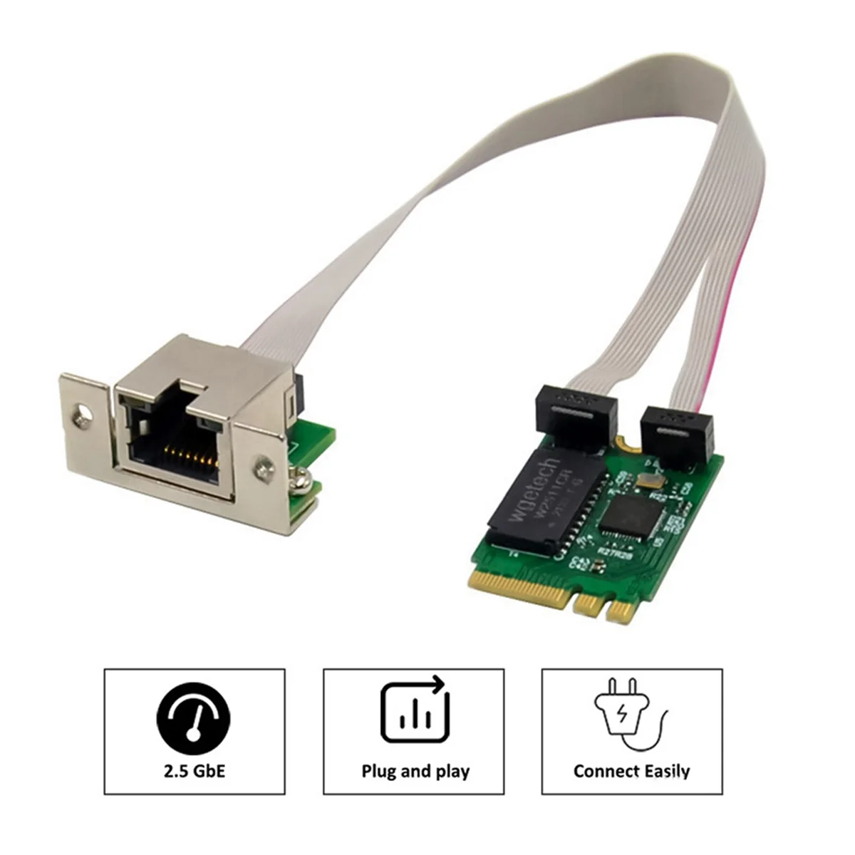 3X M.2 A+E 2.5G Ethernet Adapter 2.5G/1G/100M Multi-Gigabit M.2 Network Card 8125B COM