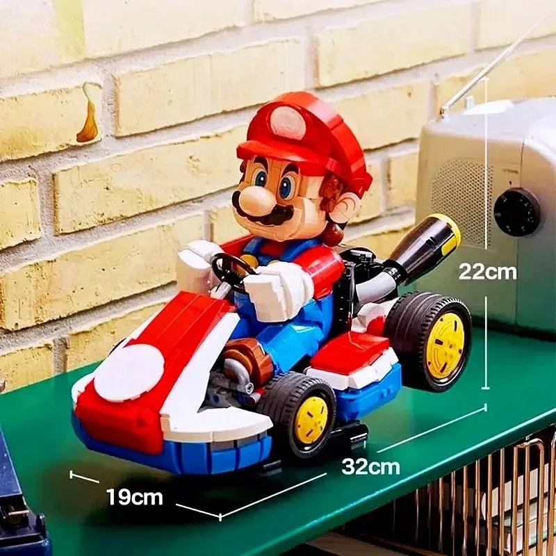 Criativo dos desenhos animados super bros jogo montagem brinquedos 72037 kart 1972 peças brinquedos de corrida, presentes de natal, presentes de aniversário