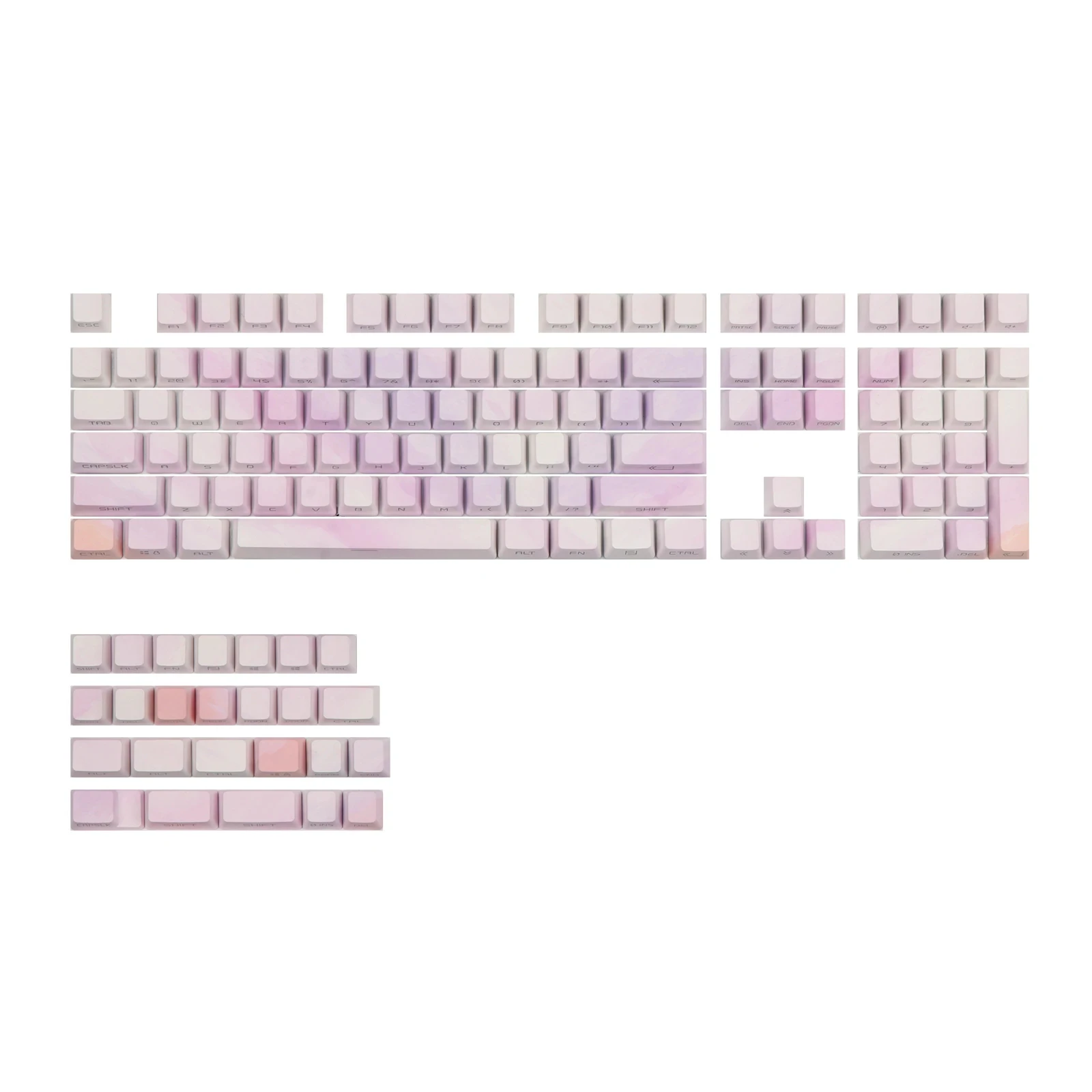 Epomaker Peach Sunset Keycaps Set 133 Keys PBT Side-printed Shine-through Fronts Five-side Dye-sub OEM Profile Keycaps Set