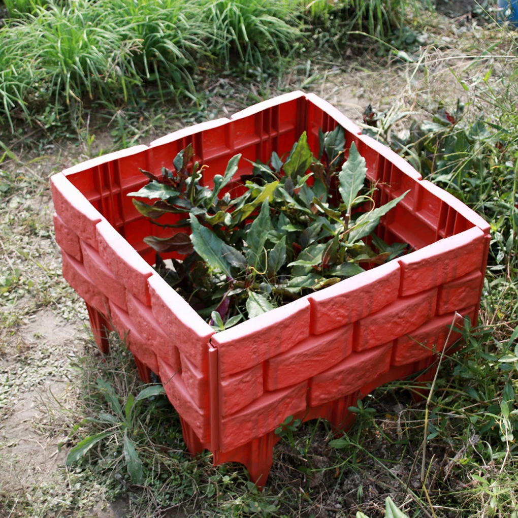 

4Pcs Garden Plastic Fence Garden Edging Border Decorative Fence Privacy Fence Screen Flower Grass Landscaping Stones Brick