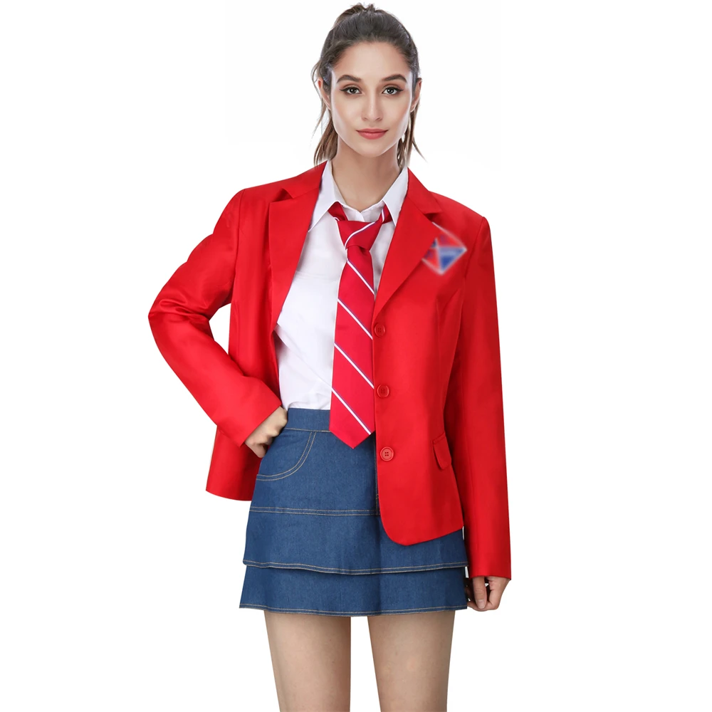 Rebelde Costume Uniform for Girls High School Students Suit Red Color Jacket Shirt Skirt Tie Full Set EWS Cosplay Outfits