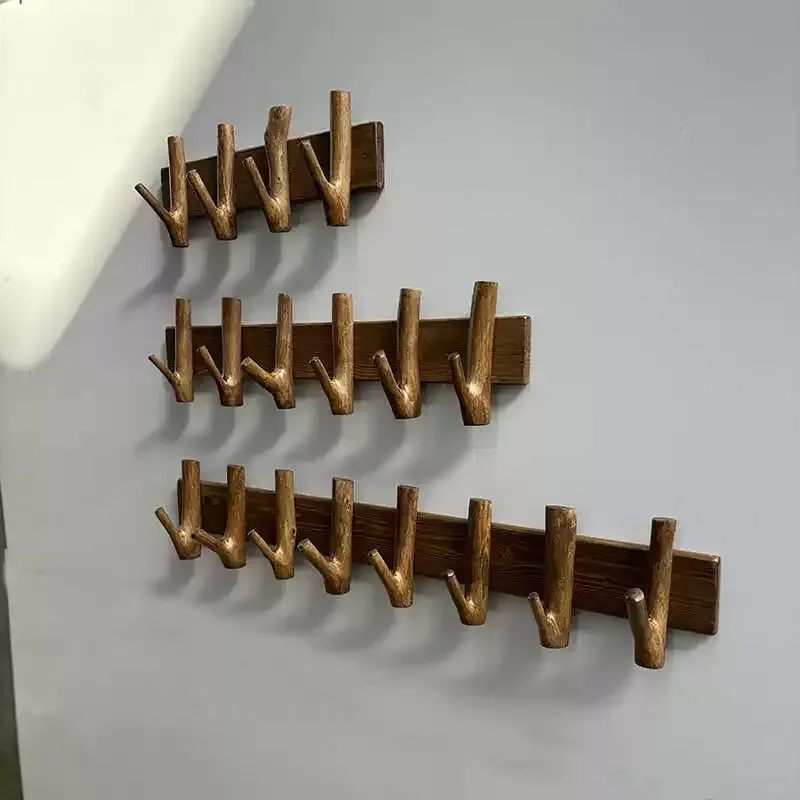 Nordic Rural Retro Creative Tree Branch Hook Solid Wood Adhesive Hook Pastoral Decoration Wall Hanging Branch Coat Hook