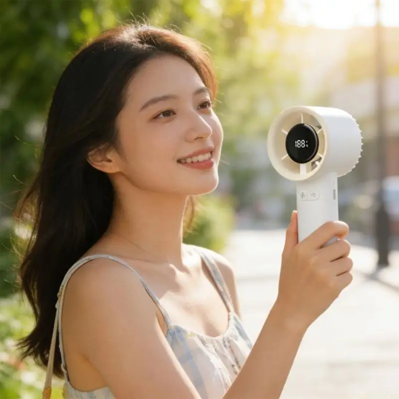 

D0AB Quiet Handheld Fan Adjustable Speed Cooling Desk Fan USB Rechargeable Table Fan