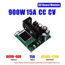 DC-DC 9-60V To 10-120V Boost Converter CC CV Step Up Power Supply Module 900W 15A Upgraded BST900W Voltage Transformer Regulator