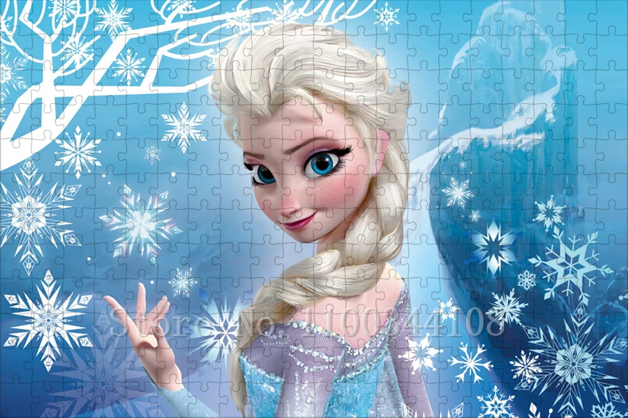 300/500/1000 Pieces Disney Princess Elsa Puzzles Frozen Movies Jigsaw Puzzles Parent-Child Interactive Assembling Game Toys