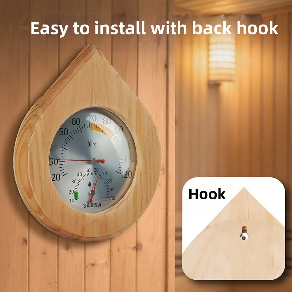 Sauna Wall Hygrothermograph for Indoor Temperature and Humidity Tracking Built with For Durable Wood and Copper Materials
