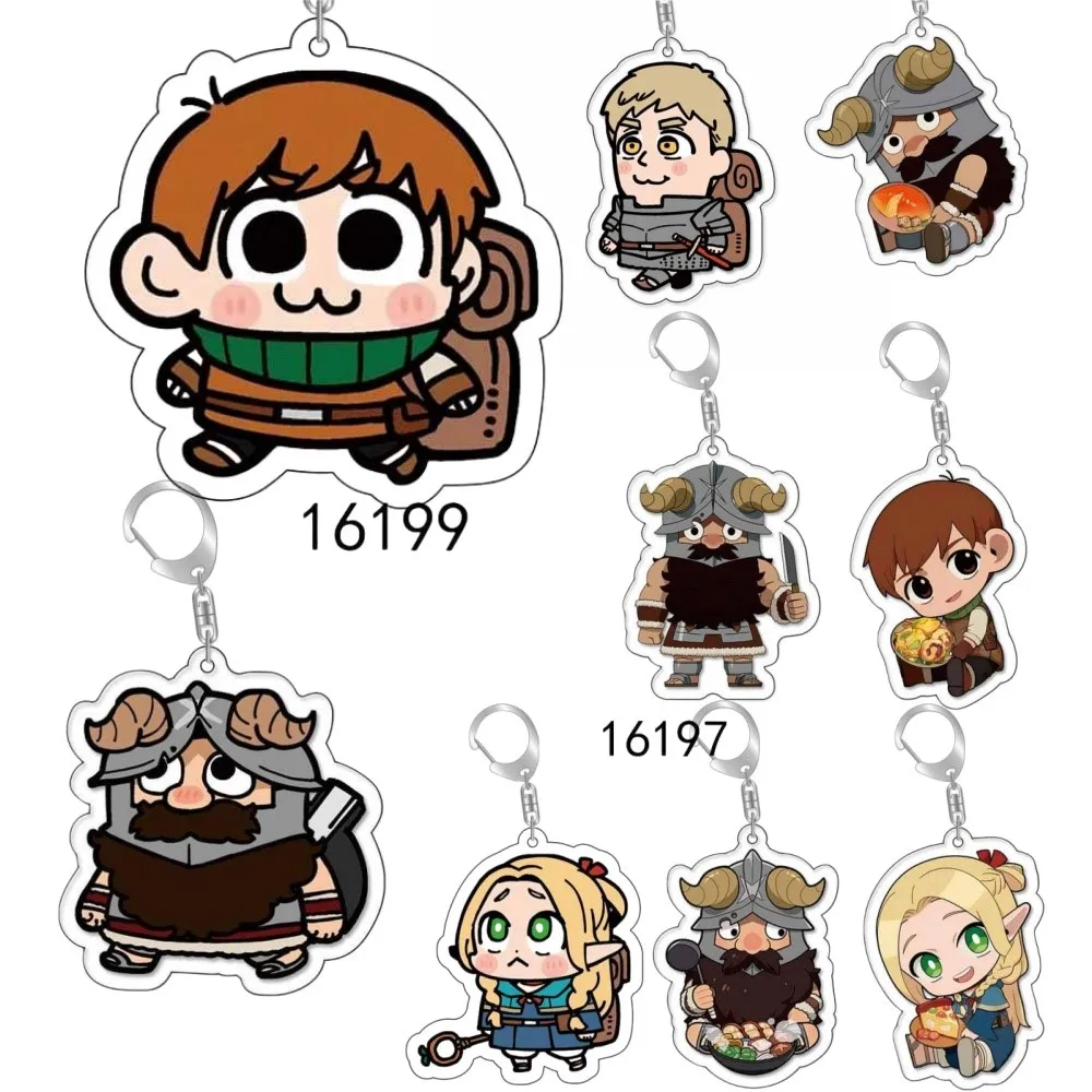 6cm Cartoon Anime Pendant Keychains Holder Car Key Chain Key Ring Mobile Phone Bag Hanging Laios Delicious in Dungeon Keyring