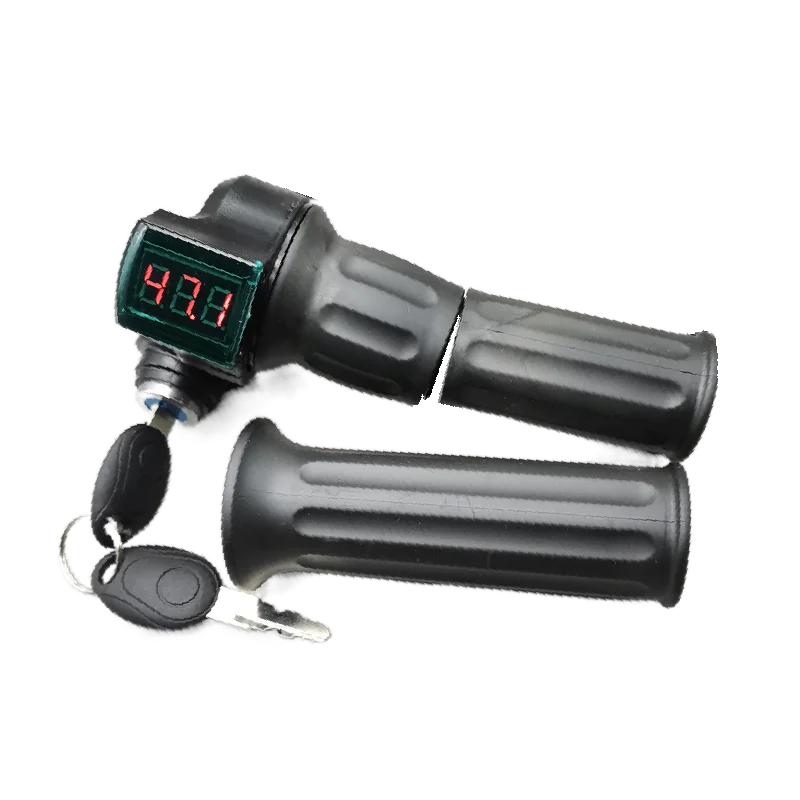 0V-99V Electric Bicycle Speed Control Throttle Handle with Digital Display Lock Twist Throttle Handle Accelerator for Scooter