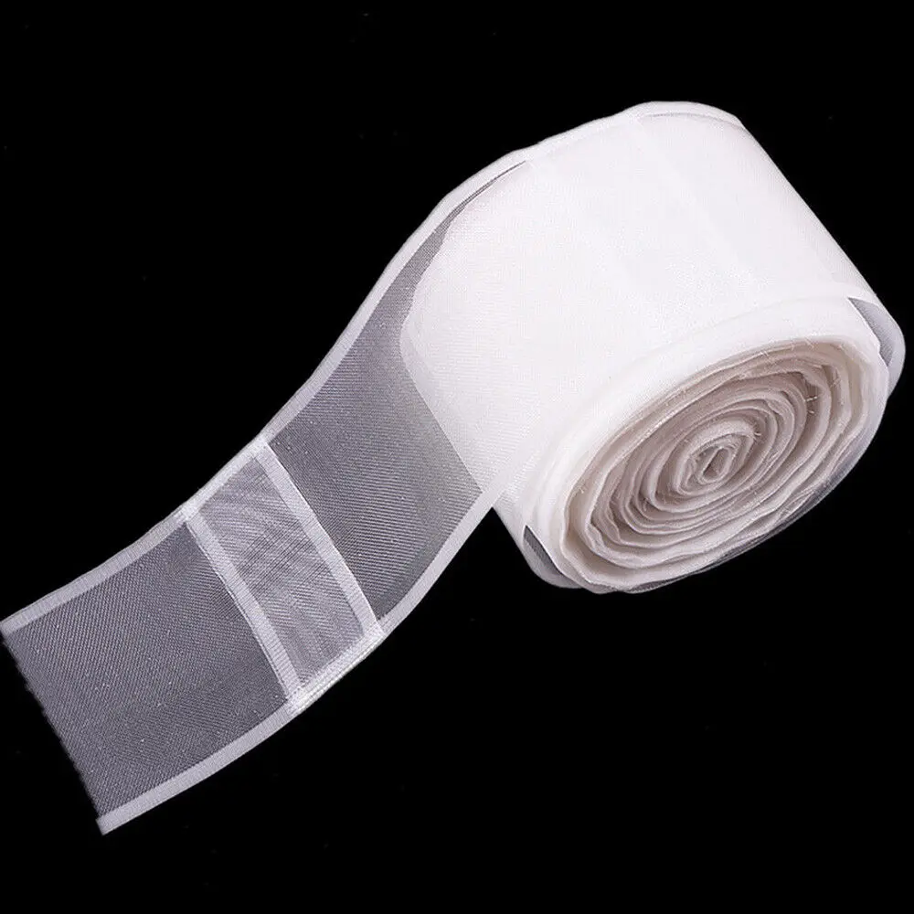 5M Curtain Heading Tape Pencil Pleat Transparent Rod Tape Nylon Home Window
