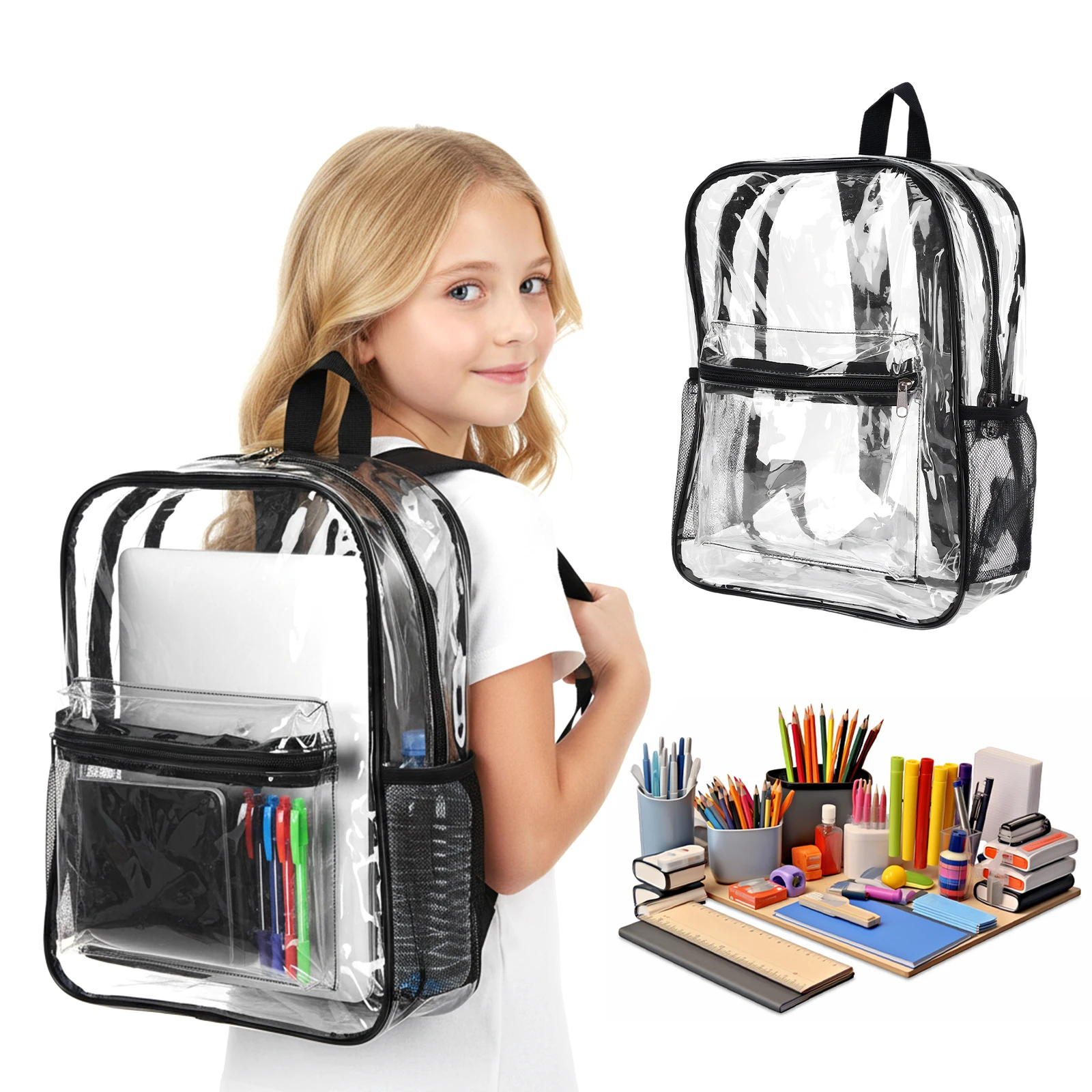 

Набор из 50 легких рюкзаков из ПВХ для улицы с множеством карманов, 15 дюймов, прочные, водонепроницаемые, для мальчиков, девочек и взрослых