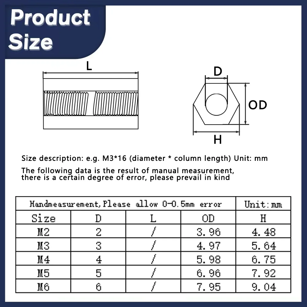 M3 M4 M5 M6 M8 plated blue zinc iron Double Pass Hexagonal Stud Female Hex Stud Spacer Hollow Pillar PCB Motherboard Standoff