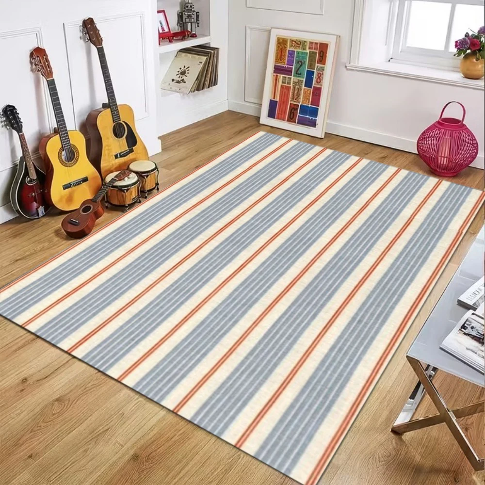 Brown Striped Large Area Rug Modern Soft Floor Mat for Living Room Bedroom Carpet for Coffee Table and Bedside