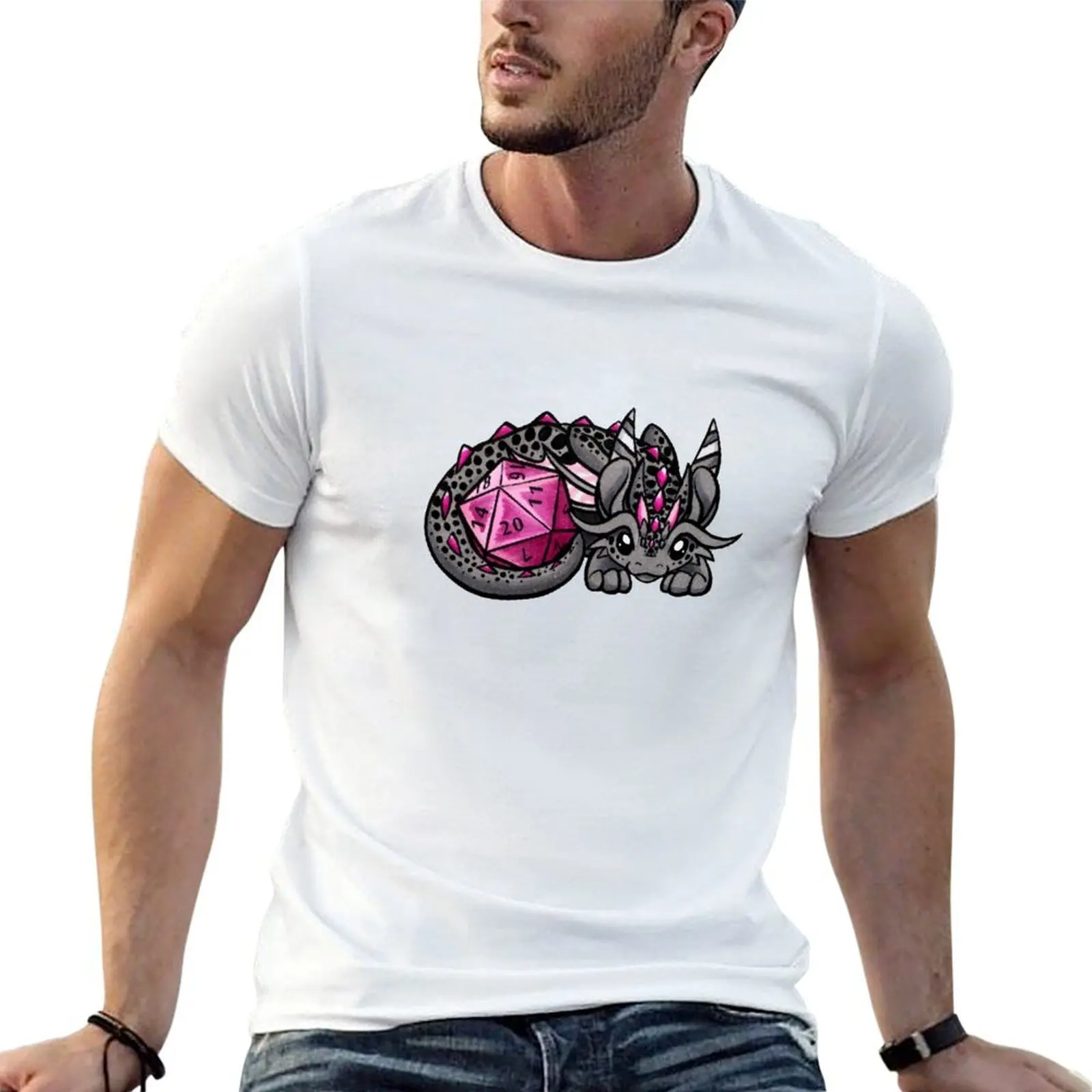 

Pink Speckled Dice Dragon T-Shirt t shirt for man t shirt man designer man t shirt cotton high quality T-shirt
