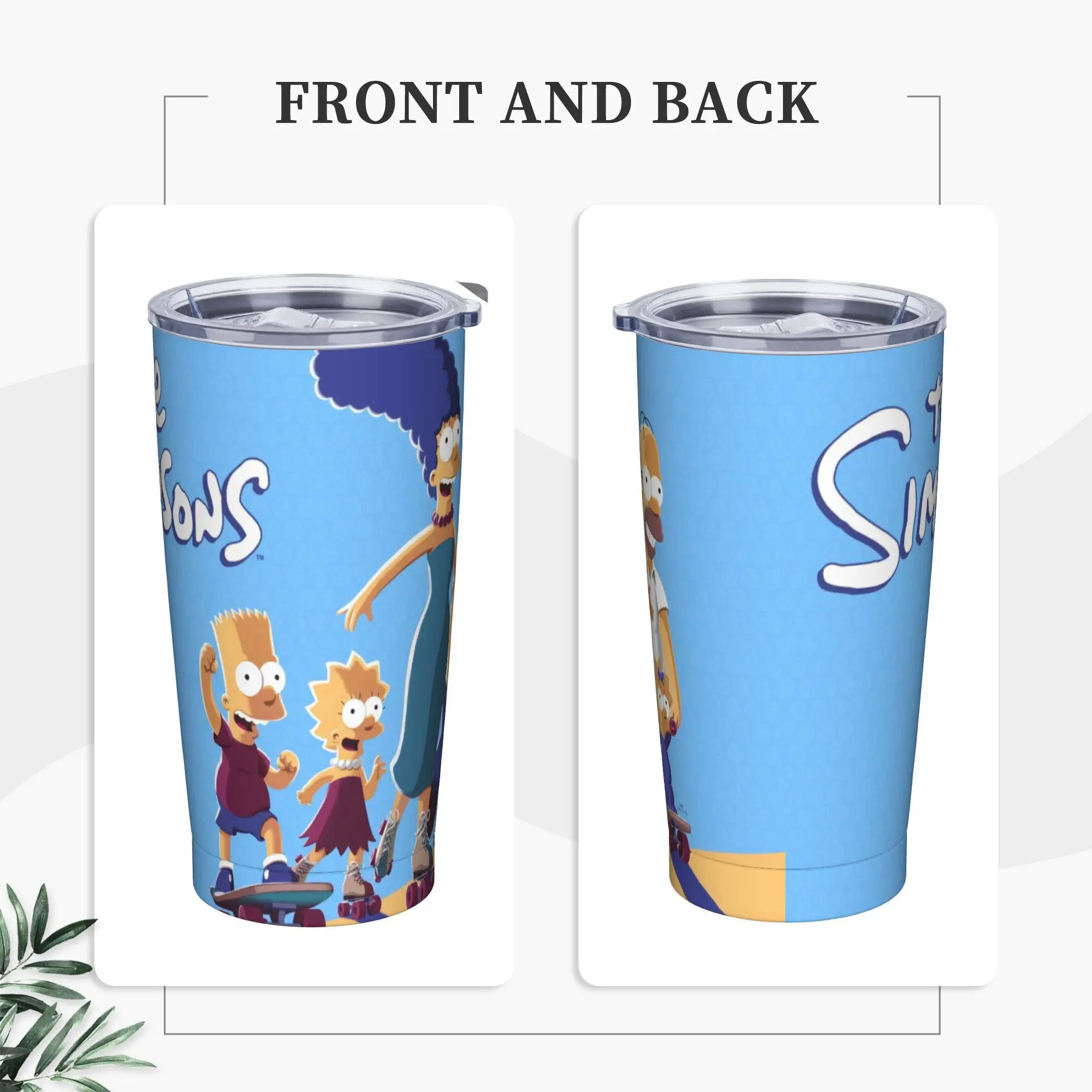 Vaso de dibujos animados The S-Simpsons, botella de agua para bebidas frías, taza térmica de acero inoxidable aislada, tazas de viaje personalizadas