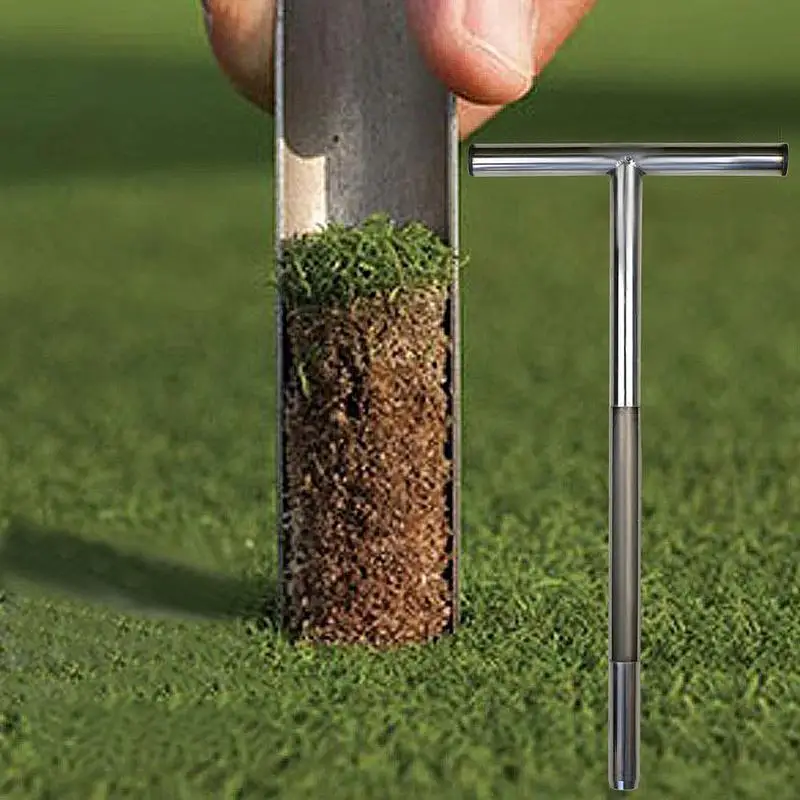 Stainless Steel Soil Sampler And Soil Test Kits With T-Handle Style For Golf Field Sampling Earth Turf Lawn Maintenance Tool