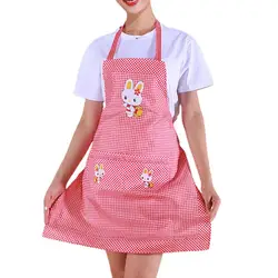 Cute Cartoon Rabbit Adults Kitchen Apron Women Sleeveless Waterproof Oil-proof Adjustable Double Pocket Lady Apron Cleaning Tool