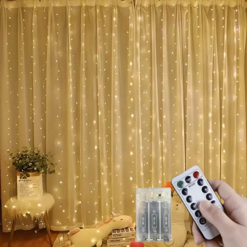 6M600LED Christmas Decorati Remote Control Holiday Wedding Fairy Tale Flower Ring Light Bedroom Curtain Battery Box String Light