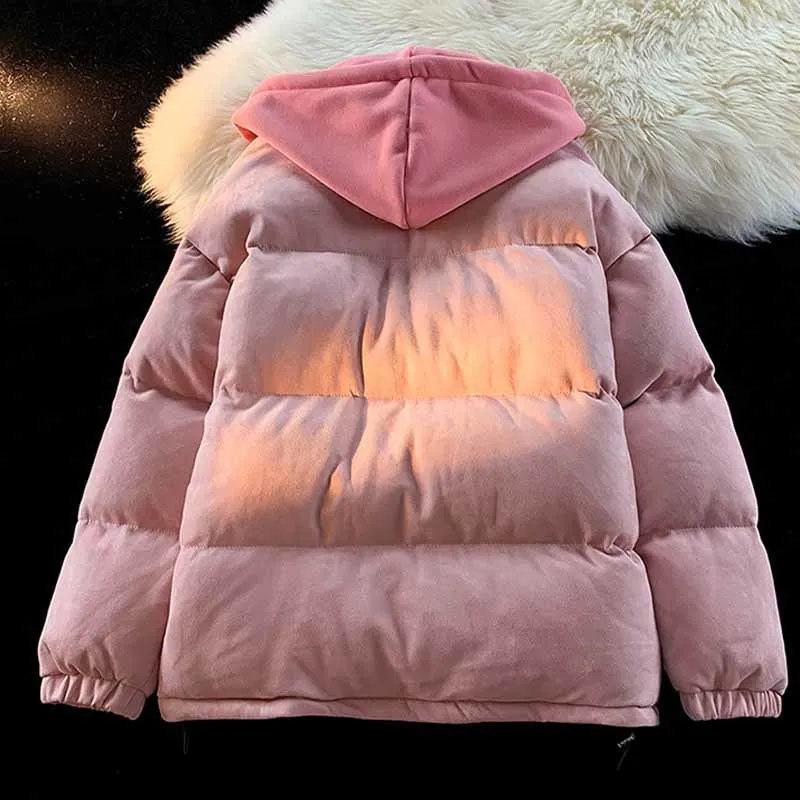 Women\'s Winter Oversize Jacket Down Cotton Padded Coat Female Loose Casual Overcoat Female Fashion Hooded Short Parkas