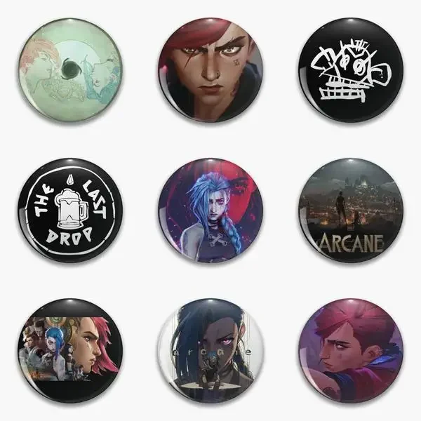 Arcane Jinx Sisters And Vi Logo The Last Soft Button Pin Customizable Hat Clothes Metal Jewelry Gift Collar Badge Decor Cartoon