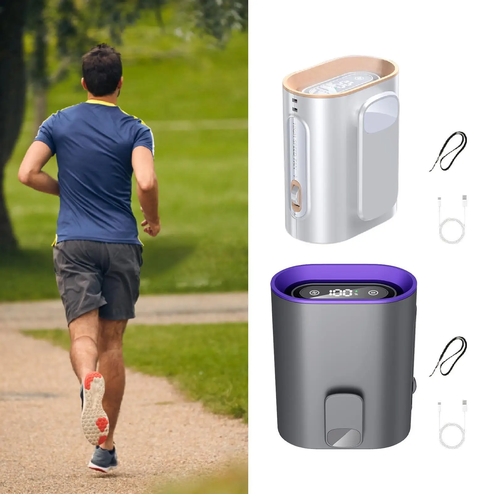 مشبك مروحة خصر محمول على قابلة لإعادة الشحن وخفيفة الوزن يمكن ارتداؤها بسرعة 100 سرعة قابلة للتعديل للسفر والتخييم والعمل الخارجي والمكتب والمنزل