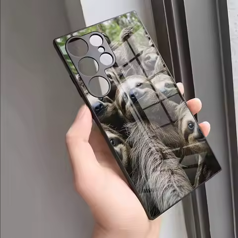 Cute Sloth Animals Phone Case For S24 Ultra Samsung S23 Fe S22 S20 S21 Plus Galaxy A54 A34 A24 A53 Note 20 Glass Cover