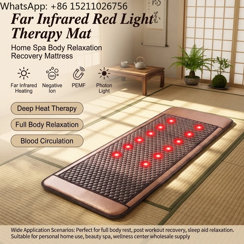Tourmaline Photon Therapy Heating Mat  Far Infrared Red Light Photon Mat Negative Ion Home Spa Body Relaxation Recovery Mattress