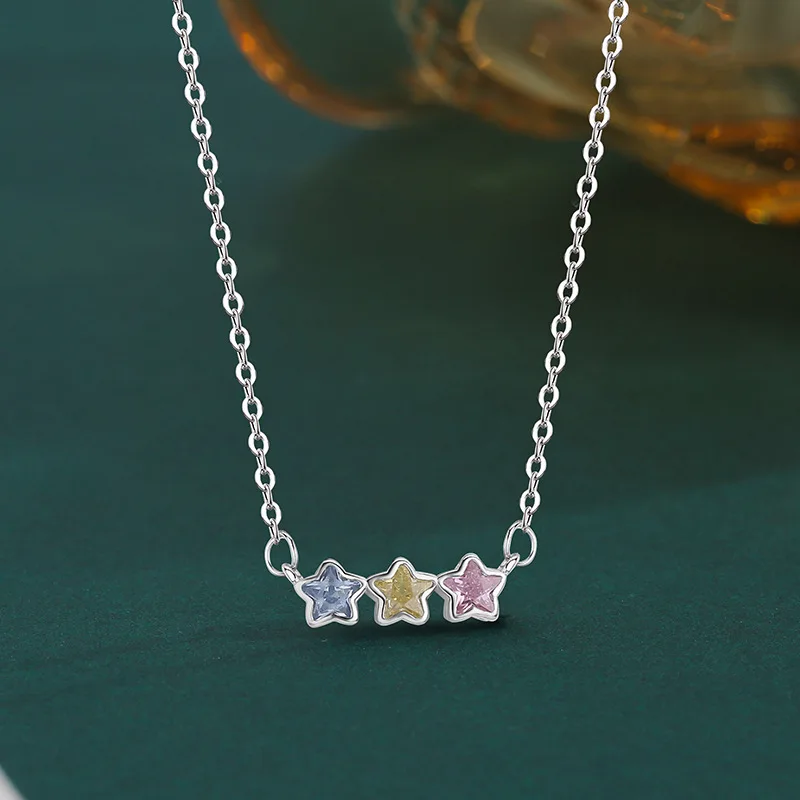 European New 925 Silver Mood Dopamine Sparkling Colorful Zircon Necklace as a Female Birthday Party Gift