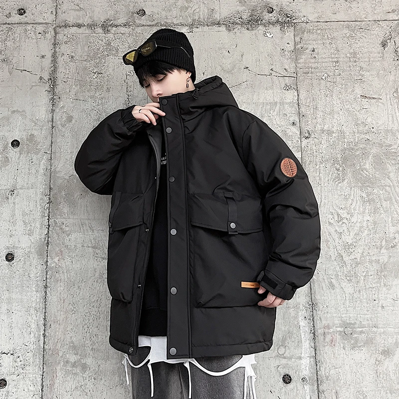 

Зимняя утепленная мужская пуховая куртка большого размера с капюшоном, устойчивая к холоду, в американском рабочем стиле, из полиэфирного волокна