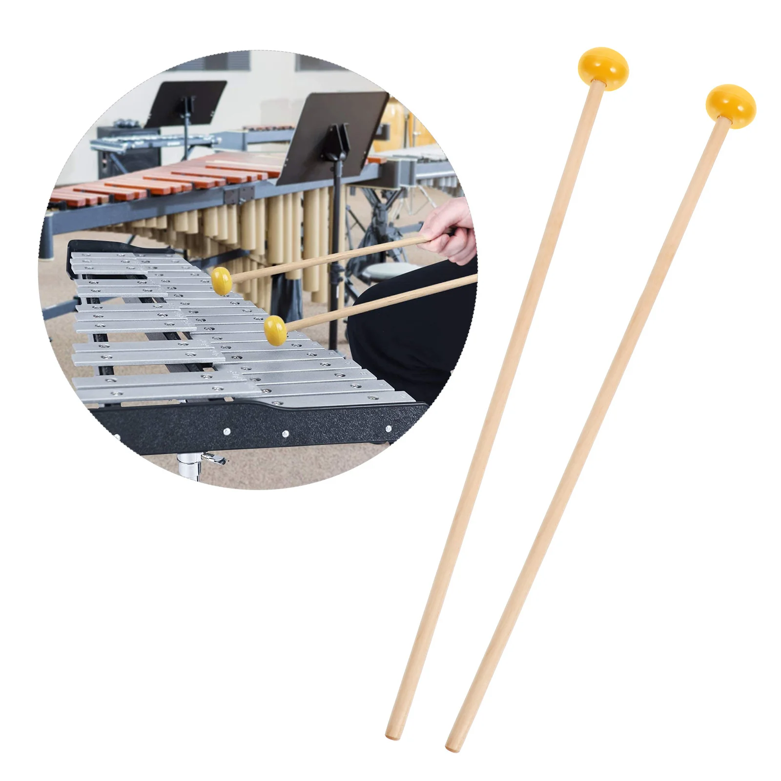 

1Pair Professional Wood Drumstick Percussion Stick for Glockenspiel Xylophone Chime Woodblock Instrument Parts