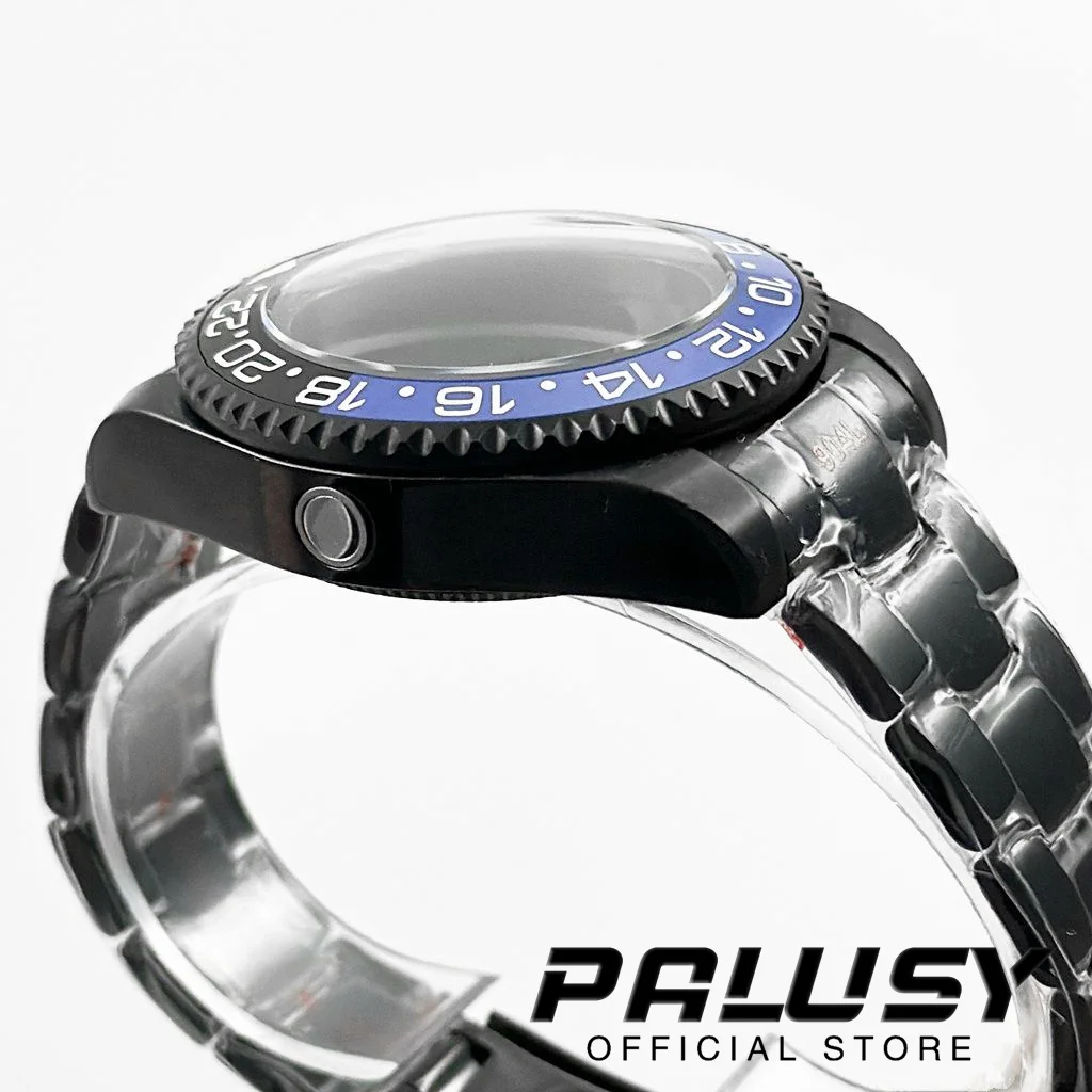 44MM Black Blue GMT Ceramic Bezel Sapphire Crystal DEEP SEA Homage Big Watch Case Compatible Fit NH35 NH36 NH34 NH38 Movement