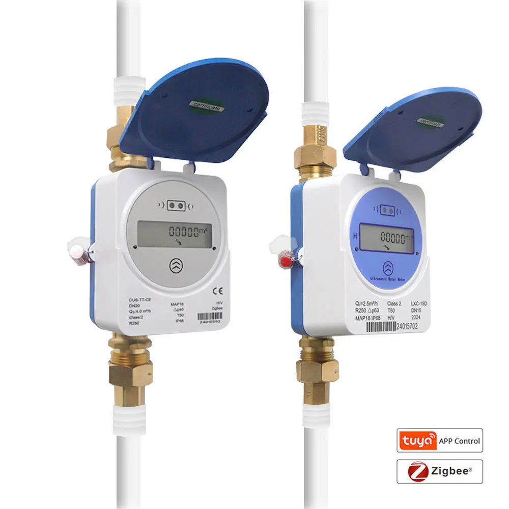 Medidor de agua ultrasónico inteligente Tuya Zigbee, IP68, pantalla Digital LCD, medición de consumo de flujo de cantidad de agua, aplicación Smart Life