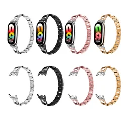 Strap for Xiaomi Mi Band 8, Stainless Steel Material, Metal Wistband for Xiaomi Mi Band 9