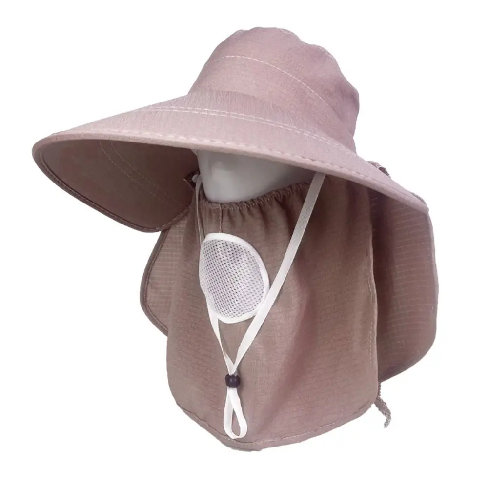 Fashion Sun Protection Women Sun Hat Face Mask Wide Brim Cover Face Cap Farm Work Cap Riding Hat Tea Picking Hat Sun Protection