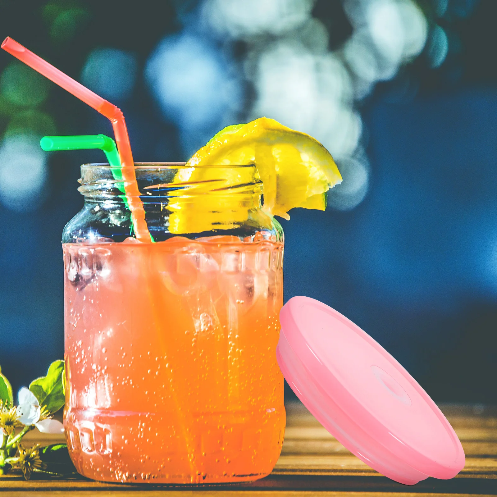 

4Pcs Mason Jar Plastic Lids Reusable Leak Proof Cup Covers Spill Proof Replacement for Glass Tumbler Replacement Lids