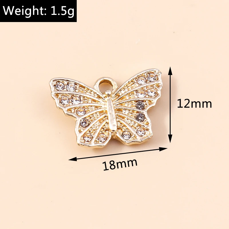 20 Stück 18x12mm Niedliche Kristall-Fliegender-Schmetterling-Anhänger für die Herstellung von Ohrringen, Anhängern, Halsketten, Accessoires, DIY-Bastelarbeiten und Schmuckzubehör – Detail 1