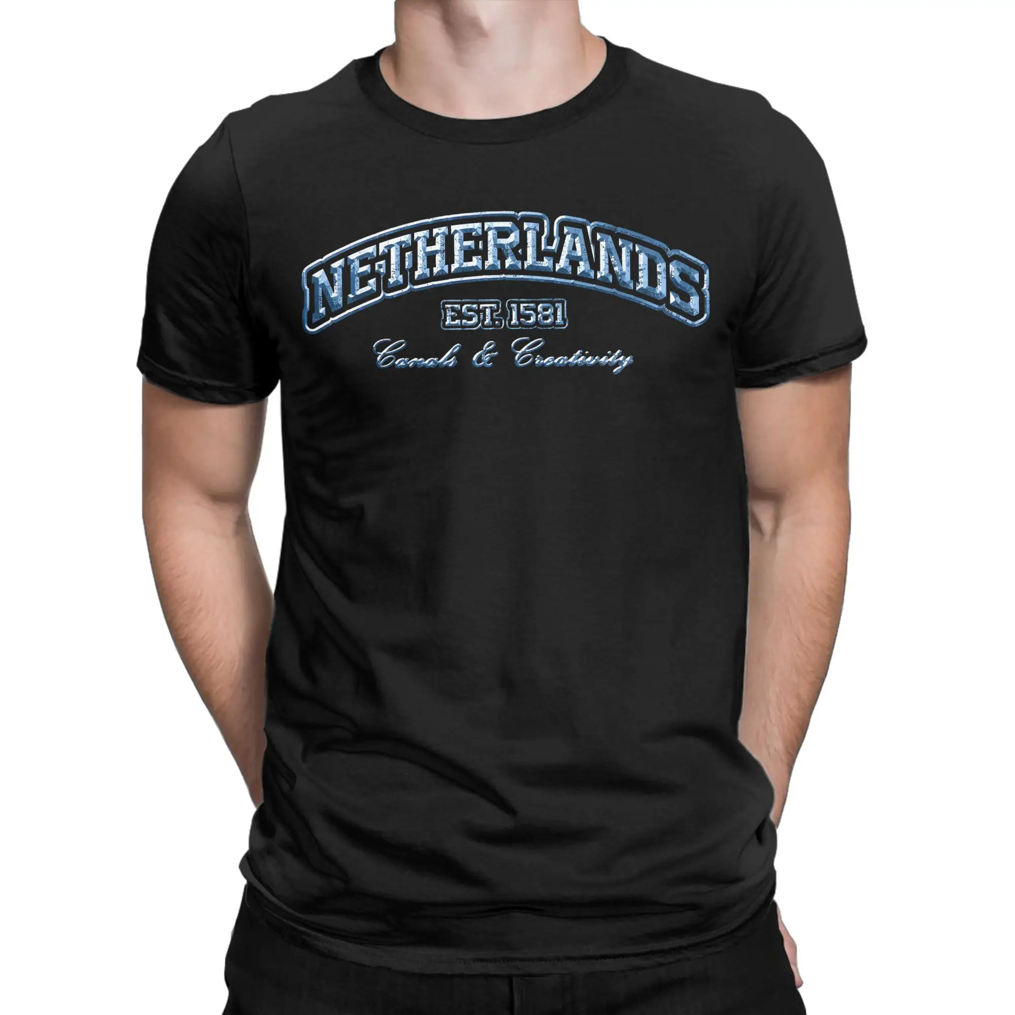 Retro Netherlands Est 1581 Art T-Shirt Beach  Pure Cotton T Shirts For Men Casual Tee Shirt Short-Sleeve Vintage Clothing