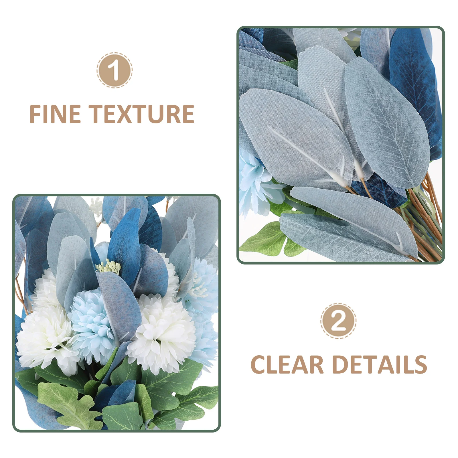 

Artificial Flower Bouquet Hydrangea Eucalyptus White Blue Lifelike Home Office ArrangementFlower