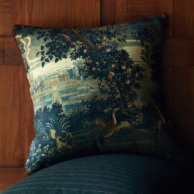 British Retro Pillows Green Orchard Cushion Case Luxury  Decorative Pillow Cover For Sofa Chair Art Living Room Home Decorate