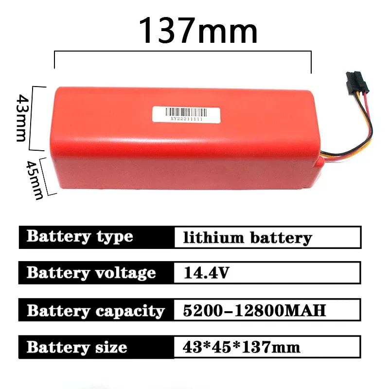 14.4V 12800mAh baterai pengganti penyedot debu robot untuk Xiaomi Roborock S55 S60 S65 S50 S51 S5 MAX S6 bagian