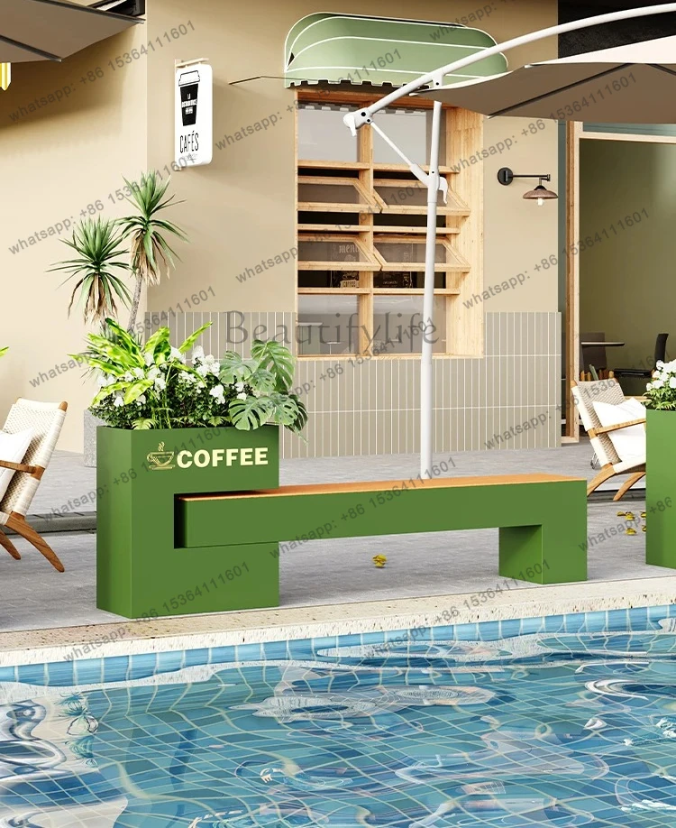 Milk Tea Shop Partition Stool Outdoor Display Square Planter Metal Flower Bed