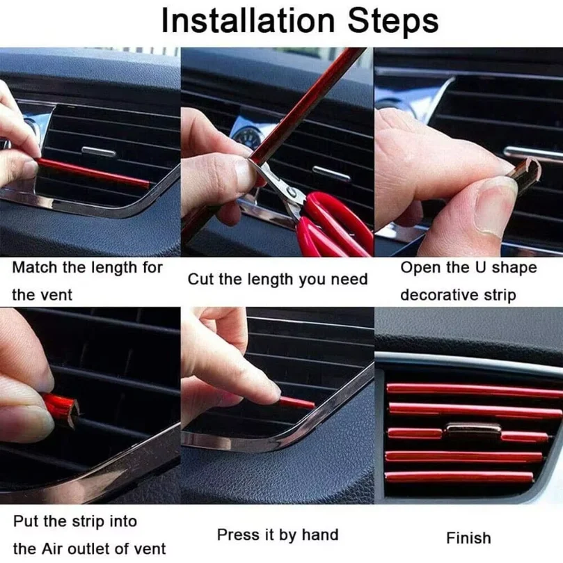 10 Pcs Car Air Vent Grille decoration Trim Sticker U Style Air Conditioner Outlet Decoration Strip Car Decoration - view 6