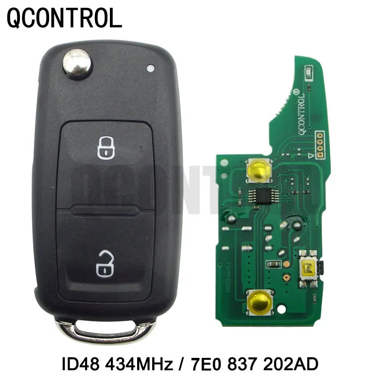 QCONTROL 2 BT Remote Car Key ID48 Chip For 7E0837202AD/5FA010185-02 for AMAROK / TRANSPORTER 434MHz with ID48 for VW/VolksWagen