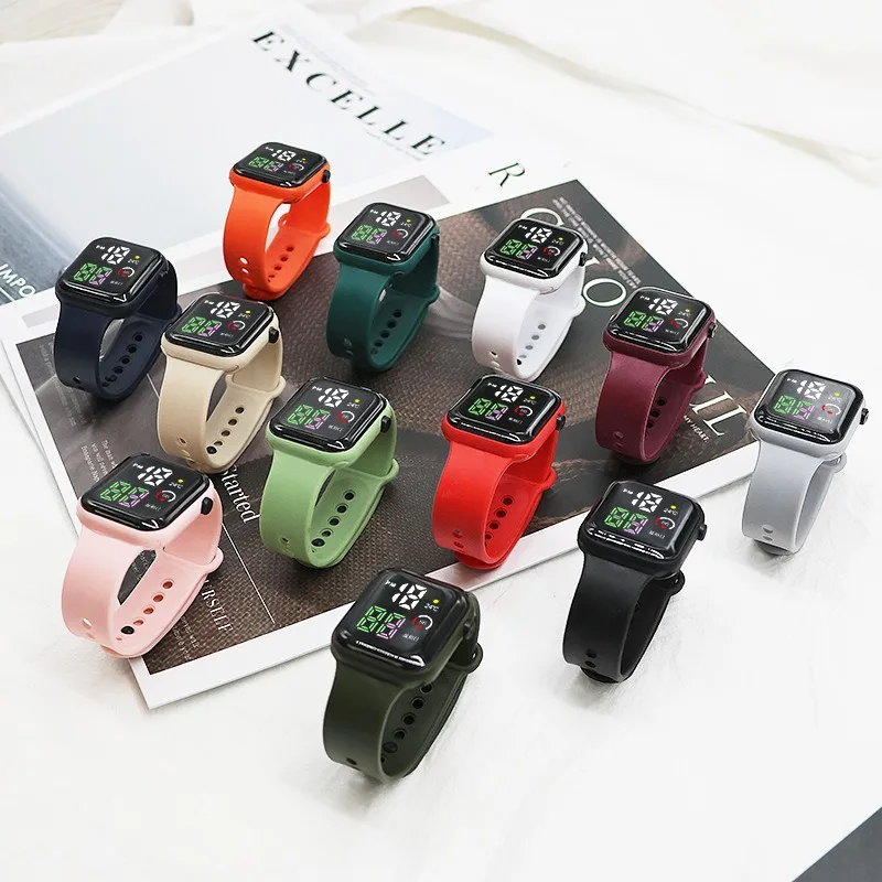 여성과 남성을위한 스포츠 시계 빛나는 LED 디지털 손목 시계 어린이 소년 소녀 학생 전자 시계 시계